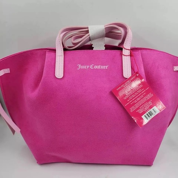 💖 Juicy Couture Pink Faux Suede Tote Hand Shopper Bag NWT - Picture 2 of 2